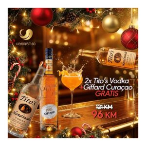Akcija! 2x Vodka Tito's + Liker Giffard Curaçao gratis